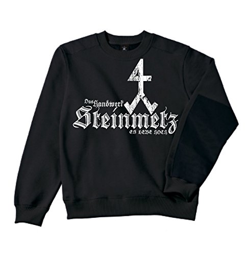 uglyshirt87 Steinmetz Sweatshirt - Workwear | BAU | Arbeit | Männer | Herren | Pullover | Arbeitskleidung | Handwerker | Zunftwappen (XL, Schwarz) von uglyshirt87