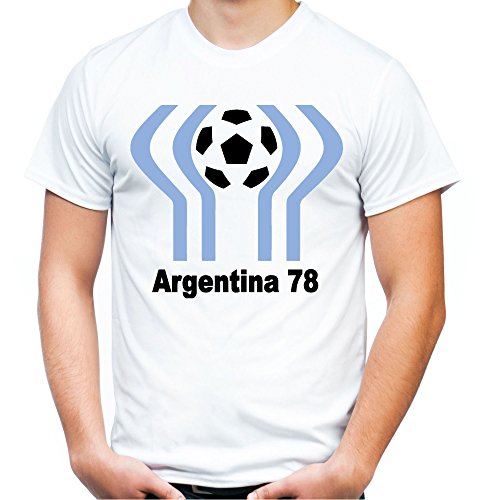 Argentina 78 Männer und Herren T-Shirt | Fussball Trikot Kleidung Geschenk (XL, Weiß) von uglyshirt89