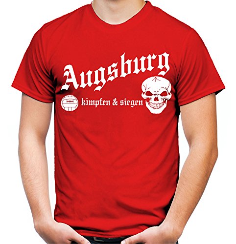 Augsburg kämpfen & Siegen Männer und Herren T-Shirt | Fussball Ultras Geschenk | M1 (XXL, Rot) von uglyshirt89