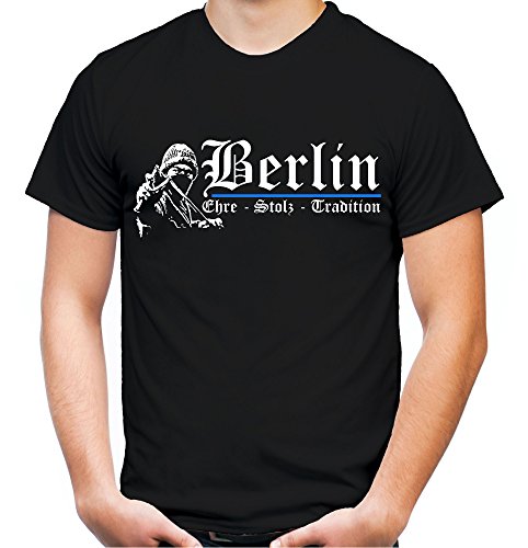 Berlin Ehre & Stolz Männer und Herren T-Shirt | Fussball Ultras City Geschenk | M2 FB (M, Schwarz) von uglyshirt89