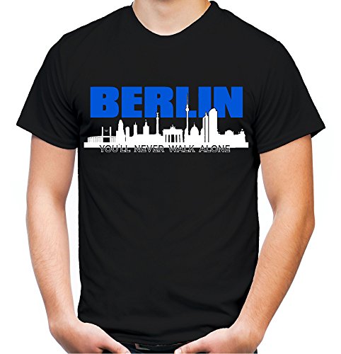 Berlin Skyline Männer und Herren T-Shirt | Fussball Ultras Stadt Sport Geschenk | M1 Schwarz (4XL) von Uglyshirt89