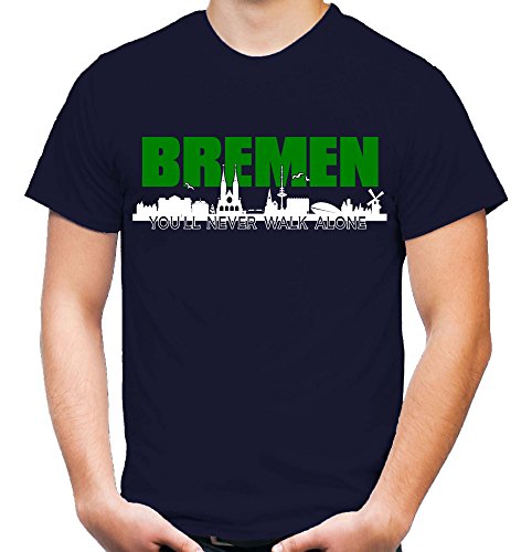 Bremen Skyline Männer und Herren T-Shirt | Fussball Ultras Geschenk (M, Navy) von uglyshirt89