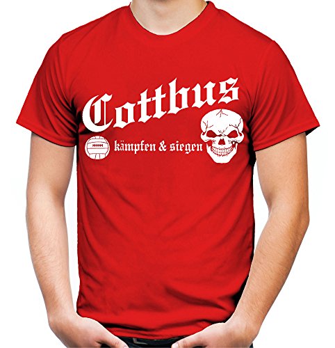 Cottbus kämpfen & Siegen Männer und Herren T-Shirt | Fussball Ultras Geschenk | M1 (L, Rot) von uglyshirt89