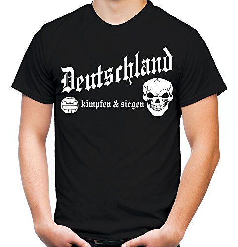 Deutschland kämpfen & Siegen Männer und Herren T-Shirt | Fussball Ultras Geschenk | M1 (L, Schwarz) von Uglyshirt89