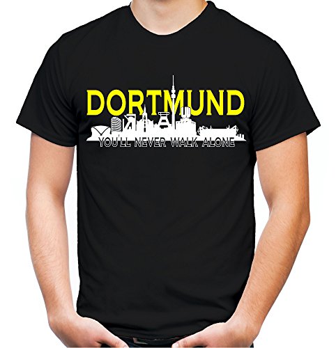 Dortmund Skyline T-Shirt | Männer | Herren | Sport | Zeche | Fussball | Ruhrpott | Handball | Volleyball Logo Borussia BVB (XL) von uglyshirt89