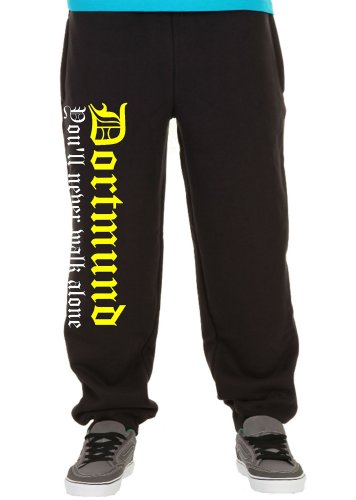 Uglyshirt89 Dortmund Never Walk Alone Jogginghose | Fussball | Schwarz | Zeche | Hose | Herrn | Ruhrgebiet | Männer | Trikot | Westfalen (XL) von Uglyshirt89