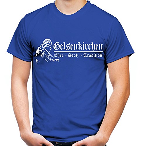 Gelsenkirchen Ehre & Stolz Männer und Herren T-Shirt | Fussball Ultras Geschenk | M2 FB (M, Blau) von uglyshirt89