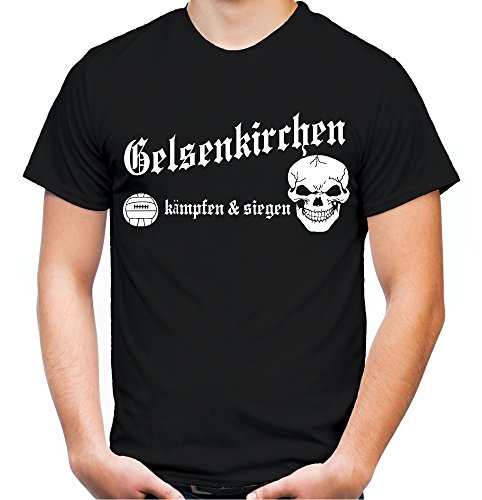 Gelsenkirchen kämpfen & Siegen Männer und Herren T-Shirt | Fussball Ultras Geschenk | M1 (XXXXL, Schwarz) von uglyshirt89