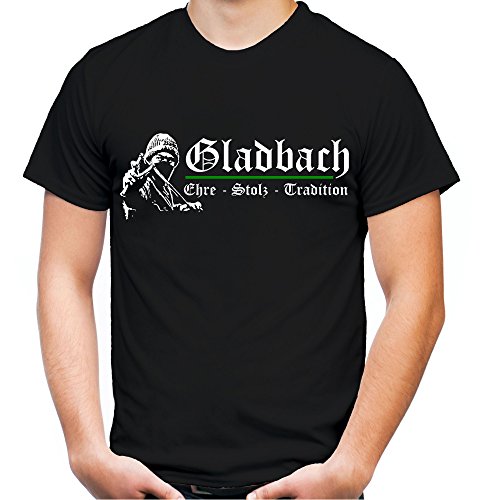 Gladbach Ehre & Stolz Männer und Herren T-Shirt | Fussball Ultras Geschenk | M1 FB (Schwarz, XXXXL) von uglyshirt89