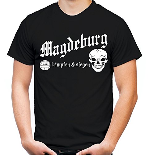 Magdeburg kämpfen & Siegen Männer und Herren T-Shirt | Fussball Ultras Geschenk | M1 (XXL, Schwarz) von uglyshirt89