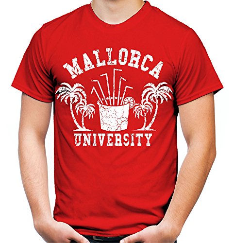 Mallorca University T-Shirt | Männer | Herren | Party | Urlaub | Sauf | Disco | Laune | Palma de Mallorca | Ballermann | Saufen | Kult (L, Rot) von uglyshirt89