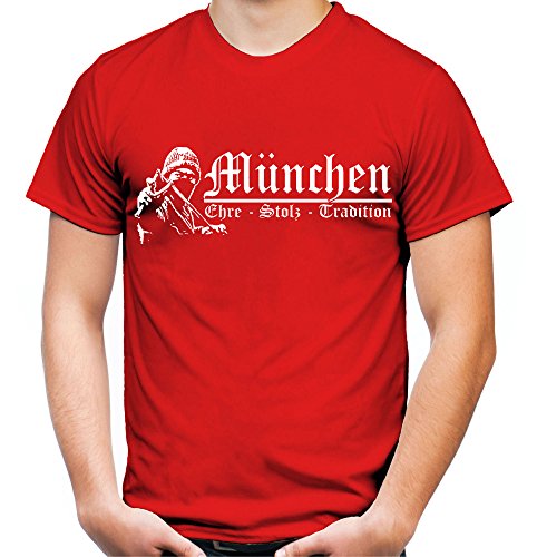 München Ehre & Stolz Männer und Herren T-Shirt | Fussball Ultras Geschenk | M1 FB (Rot, M) von uglyshirt89