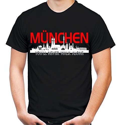 München Skyline Männer und Herren T-Shirt | Fussball Ultras Geschenk | M2 (L, Schwarz) von Uglyshirt89