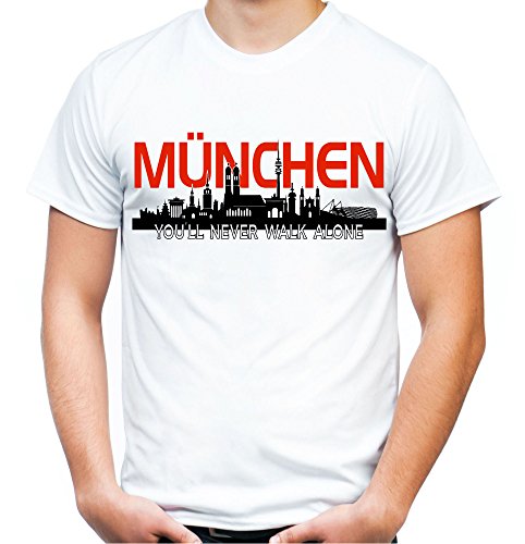 München Skyline Männer und Herren T-Shirt | Fussball Ultras Geschenk | M2 (L, Weiß) von uglyshirt89