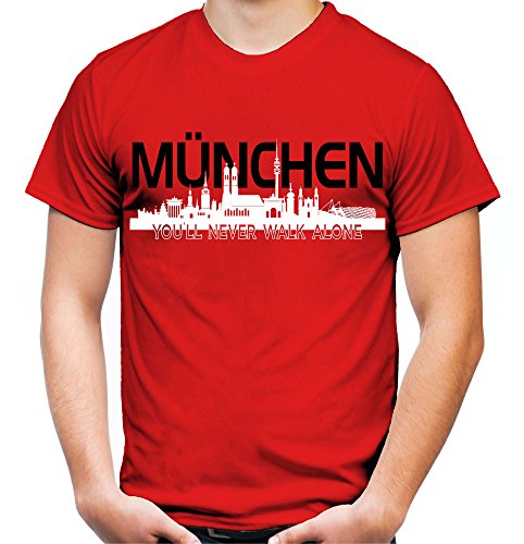 München Skyline Männer und Herren T-Shirt | Fussball Ultras Geschenk | M2 (XXL, Rot) von uglyshirt89