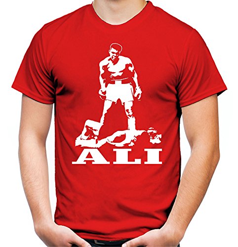 Muhammad Ali Männer und Herren T-Shirt | Boxing Boxer Cassius Clay The Greatest | M1 (L, Rot) von uglyshirt89