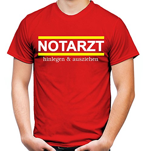 Notarzt T-Shirt | Geschenk | Kraftfahrer | Kostüm | Verkleidung | lustiges | Männer | Herren | Beruf | Fasching | Karneval | Front Rot (XXL, Rot) von uglyshirt89