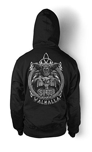 uglyshirt89 Sieg oder Walhalla Männer und Herren Kapuzenpullover | Odin Wikinger Valhalla Geschenk | M1 FB (M, Schwarz) von uglyshirt89