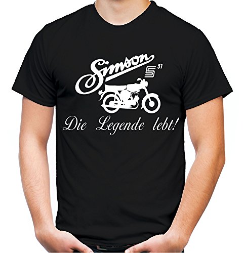 Simson Die Legende Männer und Herren T-Shirt | DDR Osten Schwalbe Trabant Wartburg (L, Schwarz) von uglyshirt89