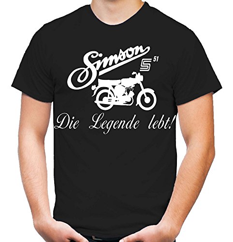 Simson Die Legende T-Shirt | DDR | Osten | Männer | Herrn | Simson | Schwalbe | Wartburg | Trabant | Fun (L, Schwarz) von uglyshirt89