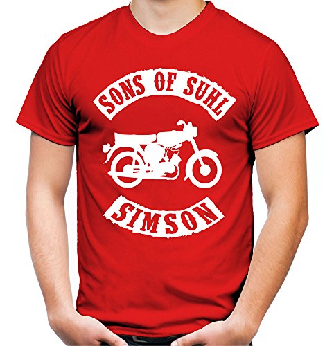 Sons of Suhl Männer und Herren T-Shirt | Simson DDR Osten Schwalbe Trabant Wartburg (S, Rot) von uglyshirt89