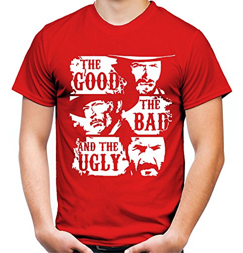 The Good The Bad and The Ugly Männer und Herren T-Shirt | Clint Eastwood Western Kostüm Kult (M, Rot) von uglyshirt89