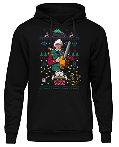 uglyshirt89 8 Bit Griswold Herren Kapuzenpullover | Schöne Bescherung Pullover - Weihnachts Hoodie Herren - Xmas Hoodie | Schwarz (4XL) von uglyshirt89