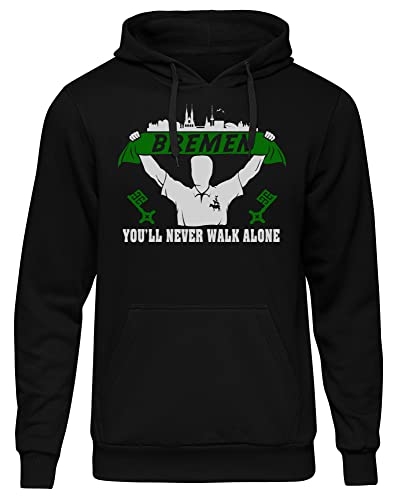 uglyshirt89 Bremen Support Herren Kapuzenpullover | Stadt - Bremen Skyline - Sport - Fussball - City - Bremen Pullover - Hoodie | Schwarz (L) von uglyshirt89