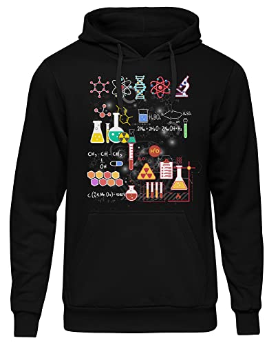 uglyshirt89 Chemiker Herren Kapuzenpullover | Chemiker Pullover Herren -Chemie - Physik Hoddie - Wissenschaft - Mathematik - Mathe | M1 Schwarz (M) von uglyshirt89