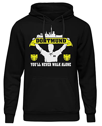 uglyshirt89 Dortmund Support Herren Kapuzenpullover | Stadt - Dortmund Skyline - Sport - Fussball - City - Dortmund Pullover - Hoodie | Schwarz (M) von uglyshirt89