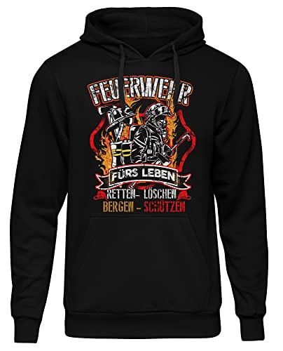 Uglyshirt89 Feuerwehr Herren Kapuzenpullover| Held Hero FFW - Feuerwehr Pullover - Freiwillige Feuerwehr - Feuerwehr Geschenke - Firefighter - Hoodie | M14 Schwarz (S) von Uglyshirt89