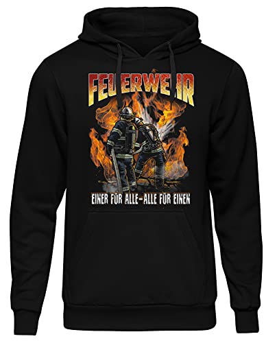 uglyshirt89 Feuerwehr Herren Kapuzenpullover| Held Hero FFW - Feuerwehr Pullover - Freiwillige Feuerwehr - Feuerwehr Geschenke - Firefighter - Hoodie | M15 Schwarz (XL) von uglyshirt89