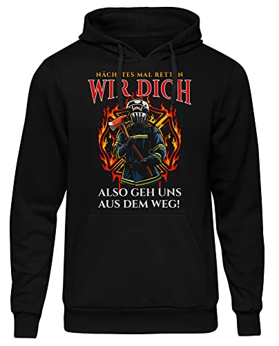 uglyshirt89 Feuerwehr Herren Kapuzenpullover| Held Hero FFW - Feuerwehr Pullover - Freiwillige Feuerwehr - Feuerwehr Geschenke - Firefighter - Hoodie | M16 Schwarz (L) von uglyshirt89