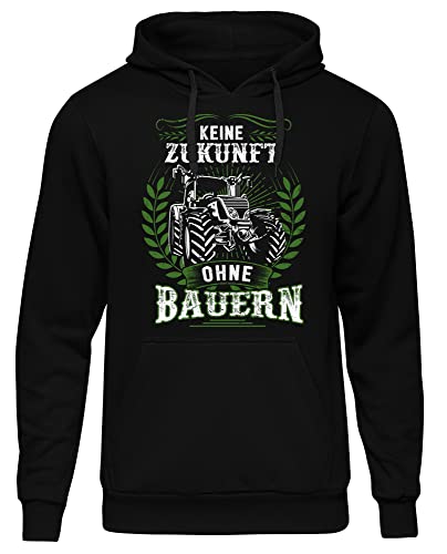 uglyshirt89 Keine Zukunft ohne Bauern Herren Kapuzenpullover | Bauer Pullover - Landwirt Hoodie Herren - Traktor - Geschenk - Spruch | Schwarz (M) von uglyshirt89