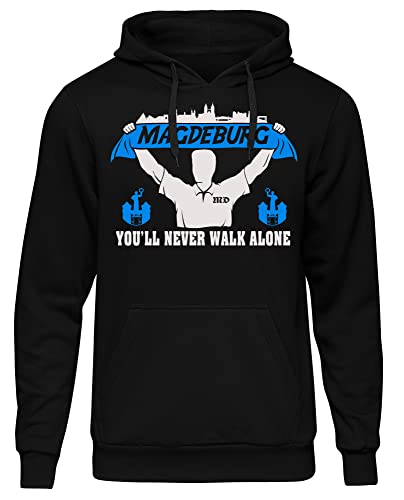 uglyshirt89 Magdeburg Support Herren Kapuzenpullover | Stadt - Magdeburg Skyline - Sport - Fussball - City - Magdeburg Pullover - Hoodie | Schwarz (3XL) von uglyshirt89