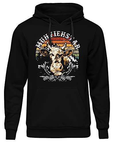 uglyshirt89 Muhviehstar Herren Kapuzenpullover | Bauer Pullover - Landwirt Hoodie Herren - Traktor - Spruch - Landwirt Geschenk | Schwarz (4XL) von uglyshirt89