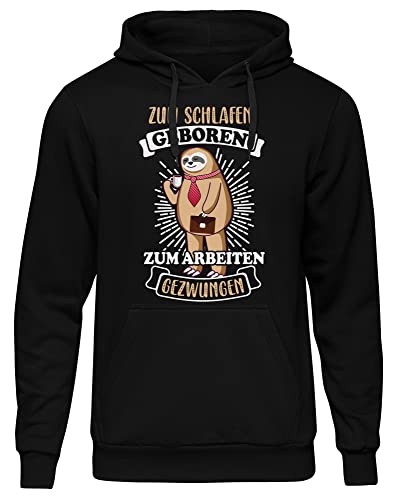 Uglyshirt89 Zum Schlafen geboren Herren Kapuzenpullover| Lustiges Geschenk - Faultier Pullover Herren - Chillen - Pyjama - Schlafmütze - Hoodie | M1 Schwarz (XL) von Uglyshirt89