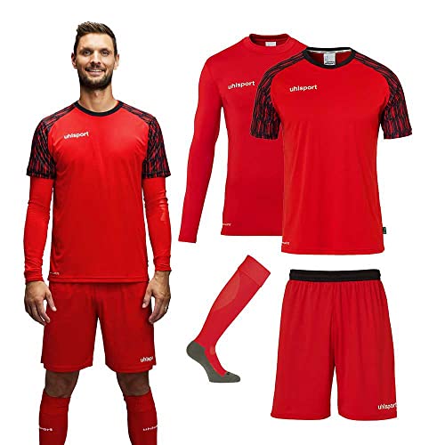 uhlsport Fußball - Teamsport Textil - Torwarttrikots Reaction Torwartset Kids rotschwarz 140 uhlsport Fußball - Teamsport Textil - Torwarttrikots Reaction Torwartset Kids rotschwarz 140 von uhlsport