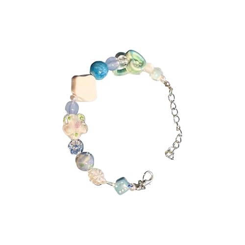 uikios Buntes Perlenarmband, verstellbares Armband, leichter Schmuck für Frauen, Perlenzubehör für empfindliche Haut, 10*10*3cm, Gemischte Materialien von uikios