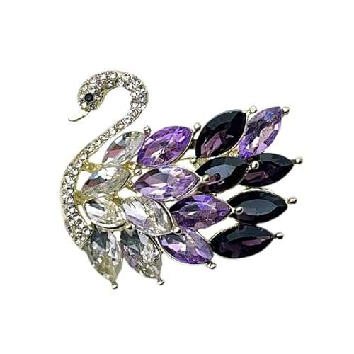 uikios Elegante Cygnus-Brosche für modische Frauen, funkelnde Strasssteine, Tierform, eleganter Schmuck, Kleidungsaccessoire, 4.5*4cm, Metall von uikios