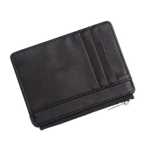 uikios Kompakter Kartenhalter mit Reißverschluss, PU-Leder, kurze Geldbörse, Münzgeldbörse, Kleingeldfach für sicheres Reisen und den täglichen Gebrauch, Schwarz , 11.8x9.5cm von uikios