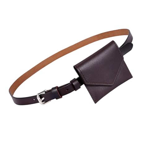 uikios Koreanische Stile, modische kleine Hüfttasche für Damen, PU-Leder, Gürteltaschen mit stilvollem Design und mehreren Fächern, dunkelbraun, 10*9 von uikios