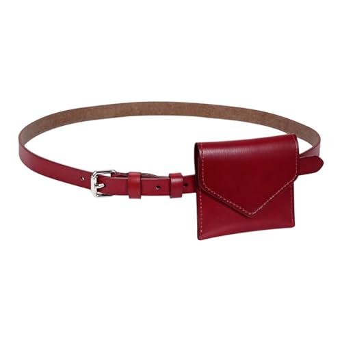 uikios Koreanische Stile, modische kleine Hüfttasche für Damen, PU-Leder, Gürteltaschen mit stilvollem Design und mehreren Fächern, rot, 10*9 von uikios