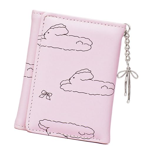 uikios Koreanische Stile Bowknot Kaninchen Geldbörse für Frauen PU Leder kurze Geldbörsen Geldbörse Münzhalter und mehrere Kartenfächer, Pk, 10.5x8.5cm von uikios