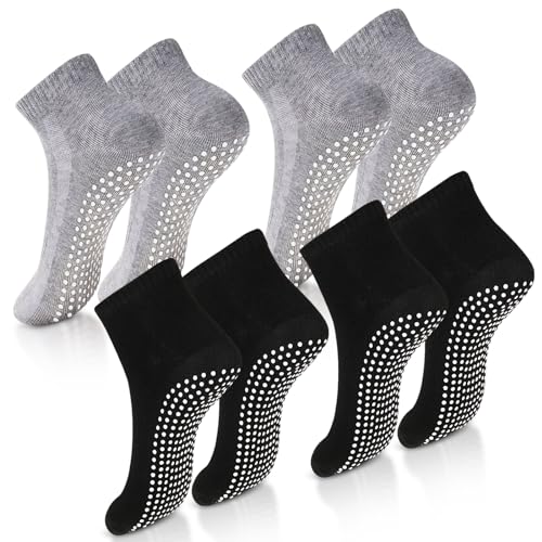 4 Paar Stoppersocken Damen Yoga Socken, Pilates Socken, Antirutschsocken Damen, Abs Socken Damen, Yogasocken für Damen und Herren, Pilates, Yoga, Tanz, Ballett, Trampolin, Fitness, Krankenhaus, 37-42 von uinnossvc