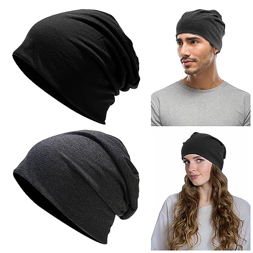 uinnossvc 2pcs Herren Beanie Klassische Beanie Mütze für Herren und Damen(Unisex), Slouch Strickmützen Longbeanie, Elastisch, Herbst Winter und Frühling Sommer von uinnossvc