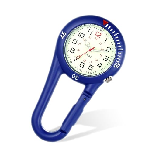 Taschenuhr Karabiner, Karabineruhr, Karabiner Taschenuhr, Krankenschwestern Clip Uhr, Clip auf Karabiner Fob Uhr für Arbeiter, Clip Uhr, Fob Uhr, Unisex, Karabiner Uhr mit Führungsfunktion (Schwarz, von uinnossvc