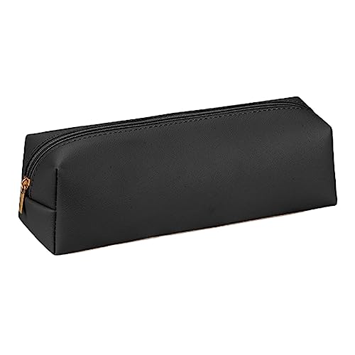 ulafbwur Federmäppchen, strapazierfähiges Kunstleder, glatter Reißverschluss, kompakt, tragbar, Schreibwaren-Tasche für Zuhause, Schule, schwarz von ulafbwur