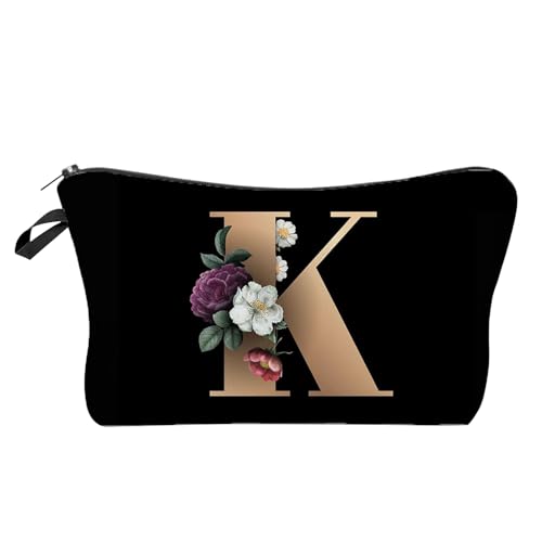 ulafbwur Kulturbeutel, Kosmetiktasche, 3D-Digitaldruck, Buchstaben, Blumenmuster, weiblich, Mehrzweck, zartes Federmäppchen für Urlaub, Bleistifttasche, K ulafbwur Kulturbeutel, Kosmetiktasche, 3D-Digitaldruck, Buchstaben, Blumenmuster, weiblich, Mehrzweck, zartes Federmäppchen für Urlaub, Bleistifttasche, K von ulafbwur