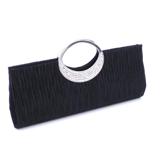 ulafbwur Satin Damen Luxus Strass Satin Plissee Abendtasche Party Clutch Handtasche, Schwarz von ulafbwur